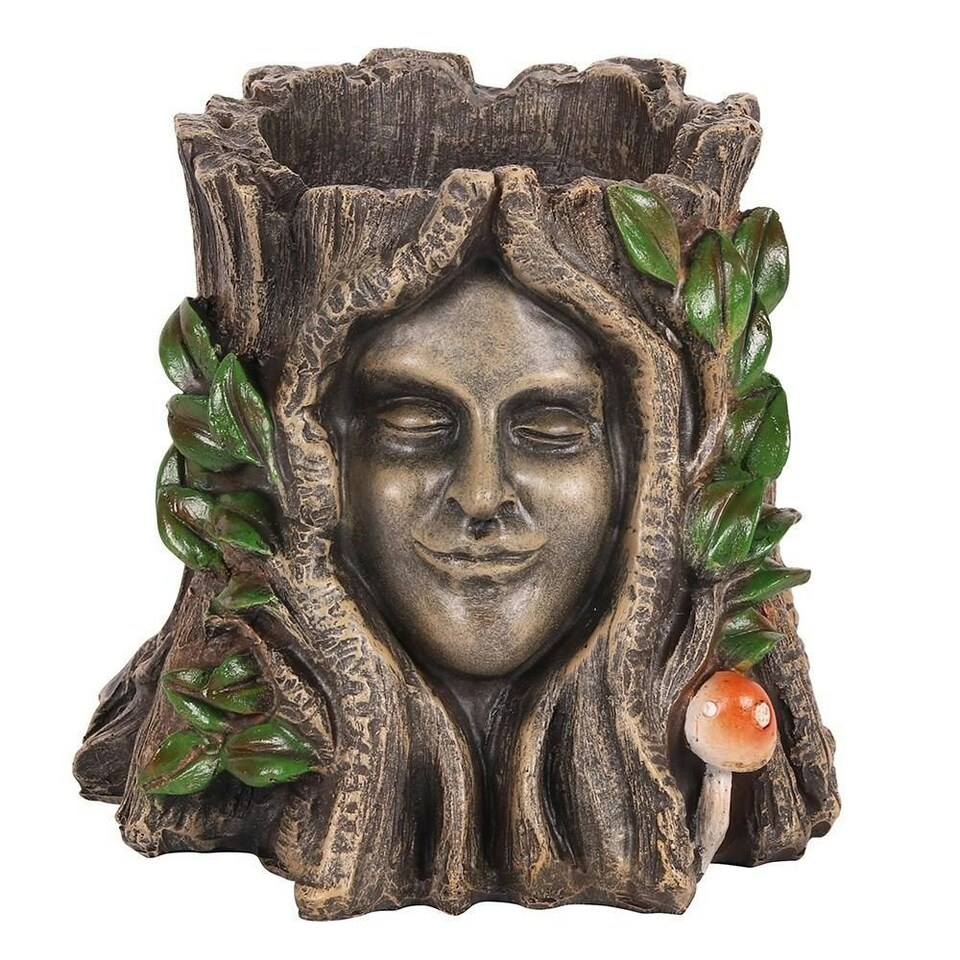 image 1 of Something Different The Green Goddess Plant Pot - Brown/Evergreen - One Size