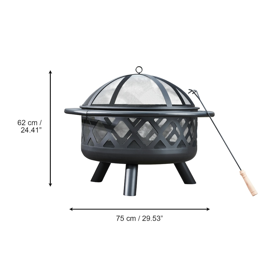 image 1 of Teamson Home 30in Outdoor Round Wood Burning Fire Pit with Steel Base, Black