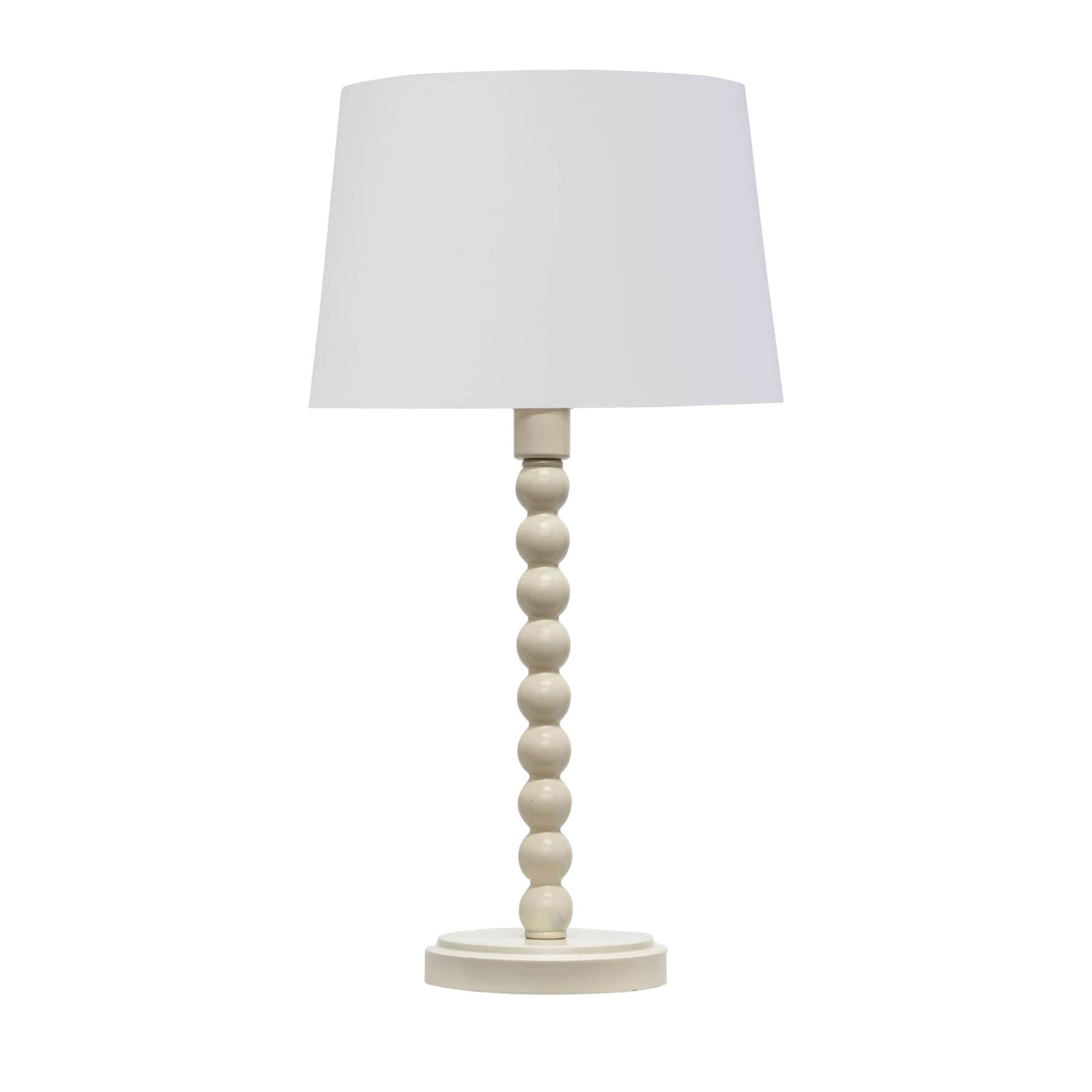 First Choice Lighting Bobbin - Ivory Lamp with White & Gold Shade