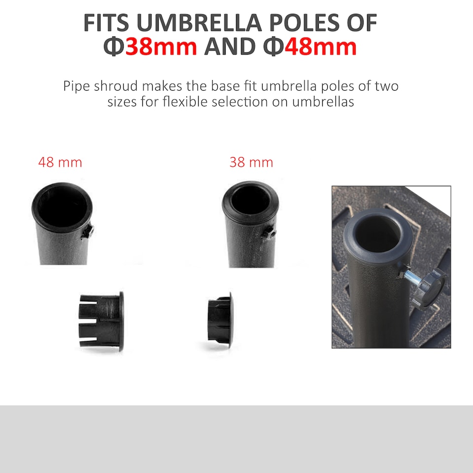 image 1 of 15KG Outsunny Garden Patterned Umbrella Stand Holder Parasol Base Stand 15kg | Bronze | Bronze