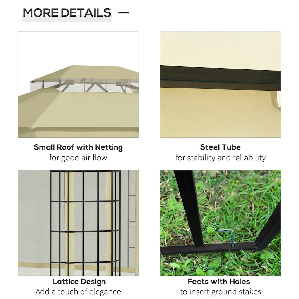 image 1 of Outsunny 3.7m x 3m Patio Gazebo Garden Shelter with Mosquito Netting