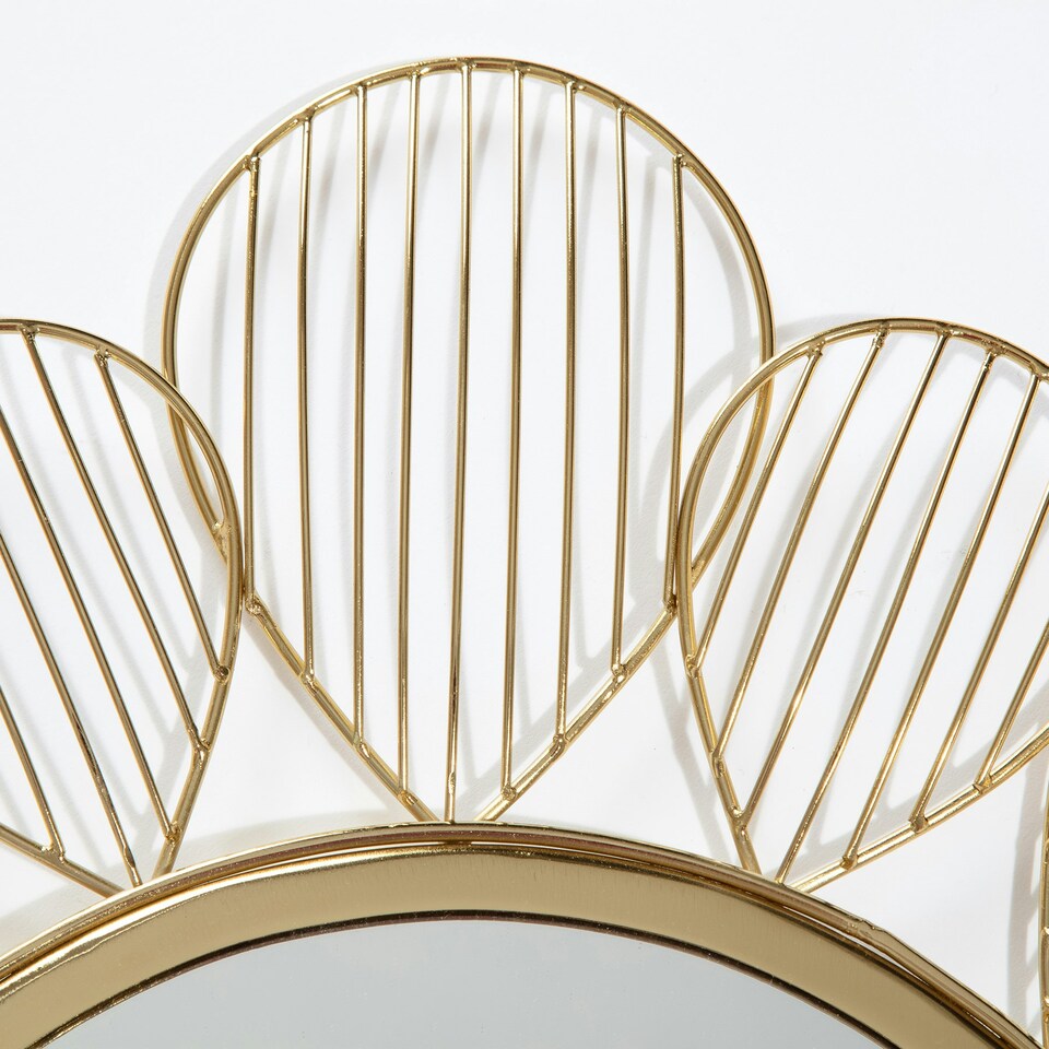 image 1 of Fine Decor MR3725W Adrina Floral Petal Metallic Mirror Gold Gold