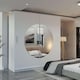 image 2 of Modern Sliding Door Wardrobe with Circular Mirror - Adjustable Shelves & Rails, 150/203cm