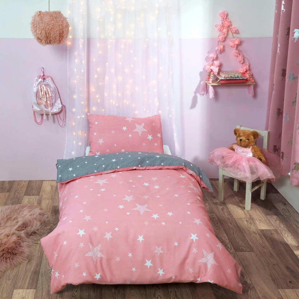 image 1 of OHS Galaxy Stars Print Duvet Cover and Pillowcase Set, Junior - Multi