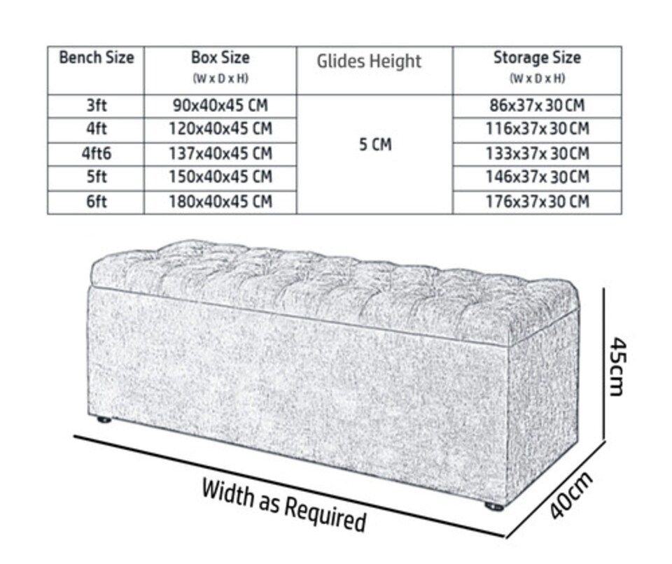 image 1 of 180cm Chesterfield Ottoman Storage Box -Upholstered Blanket Box - Beige Naple Ottoman Bench