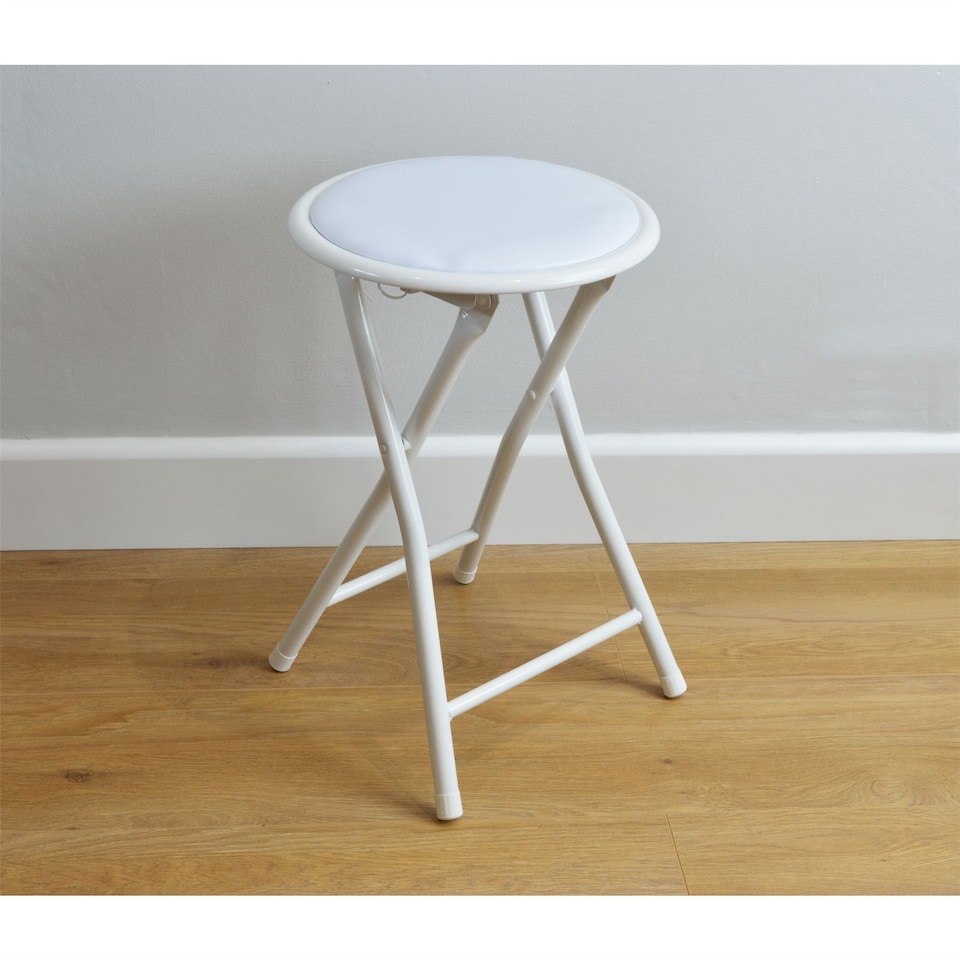 image 1 of Harbour Housewares Padded Folding Stool - White | White | White