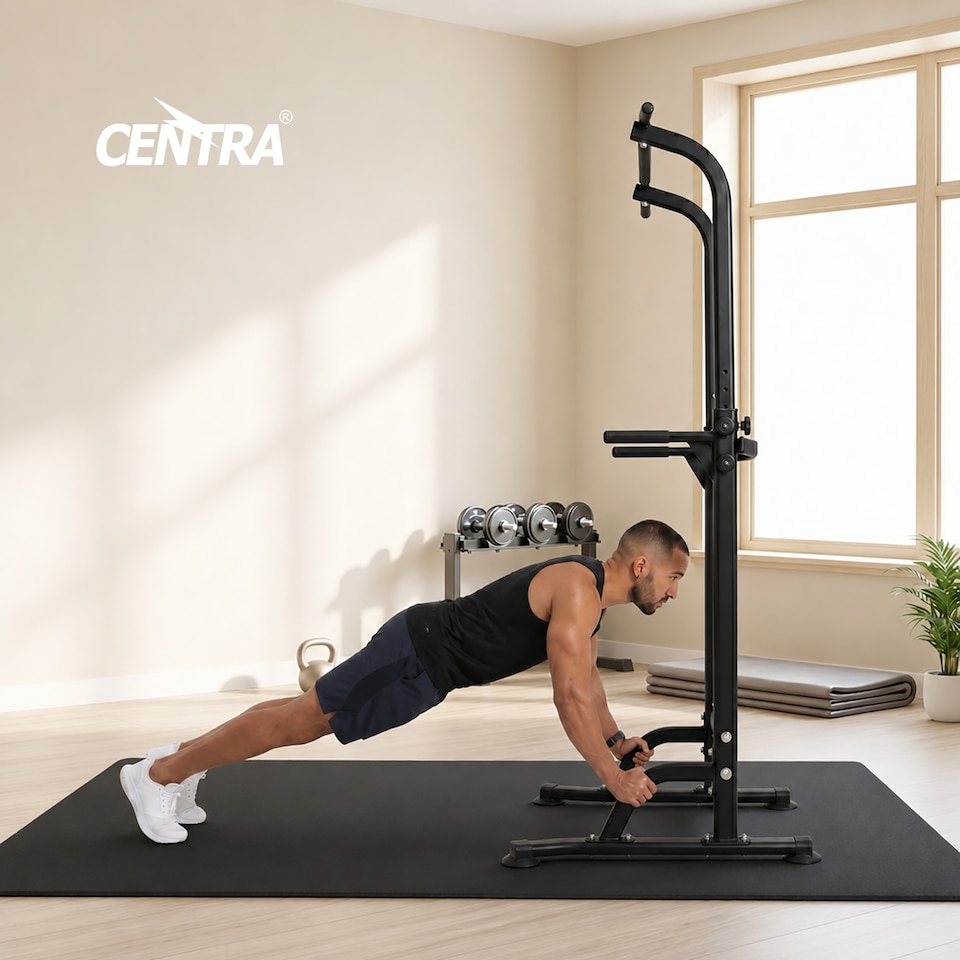 image 1 of Centra Pull Up Station, 9-Height Adjustable, 150kg Carbon Steel, Black