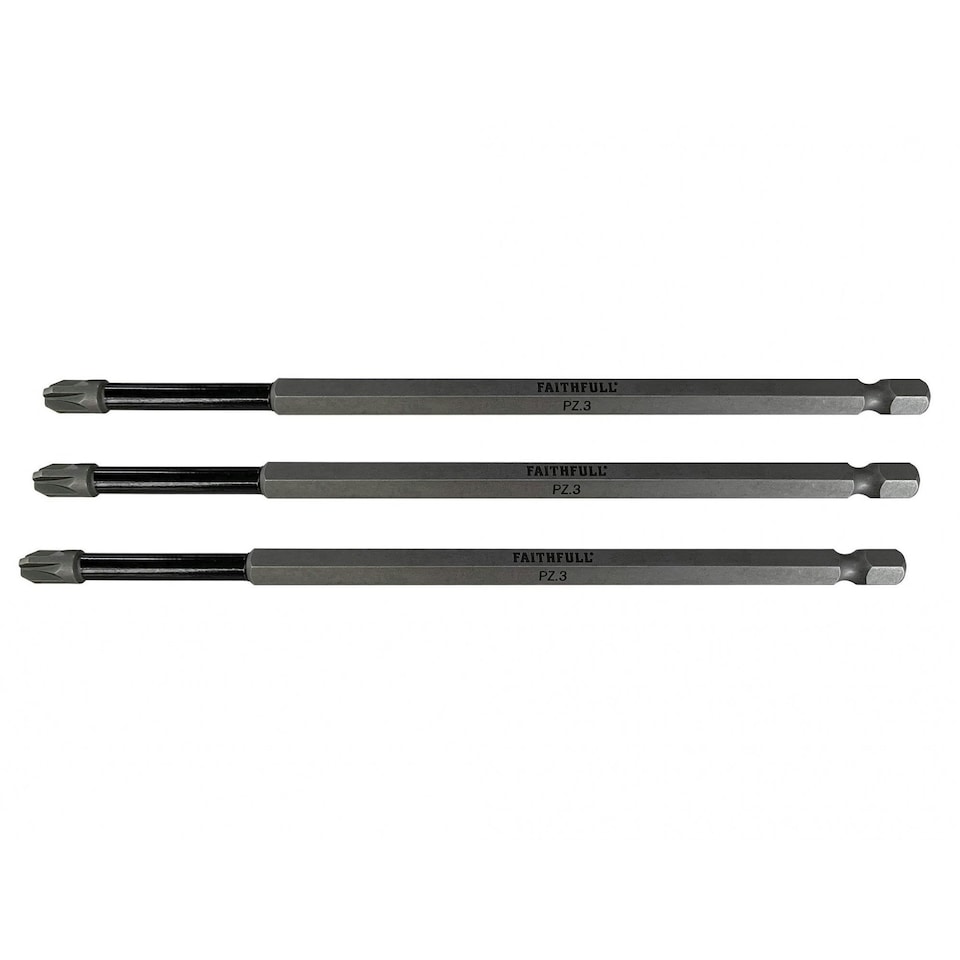 Faithfull Impact Screwdriver Bits, Pozidriv - Multi Colour - PZ3