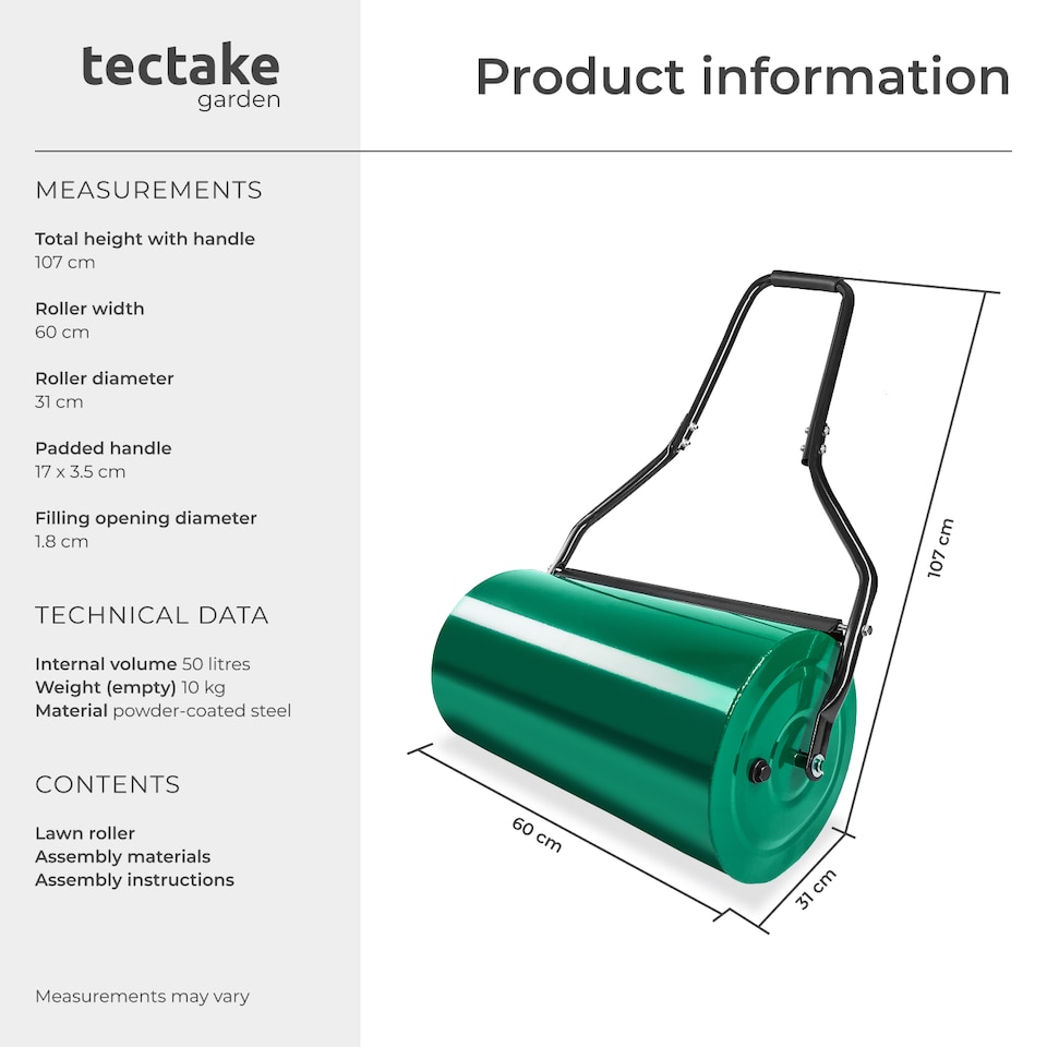 image 1 of Garden Roller - for lawn levelling, 60 cm wide, 31 cm diameter, padded handle