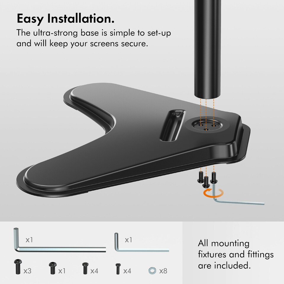 image 1 of VonHaus Height Adjustable Single Monitor Stand for 13-32" Screens
