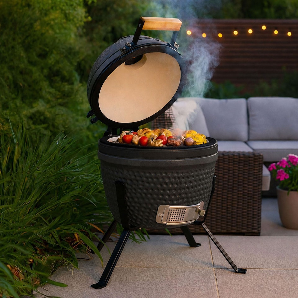 image 1 of Kamado 13" Ceramic BBQ Grill Smoker Charcoal Cooking Oven Portable