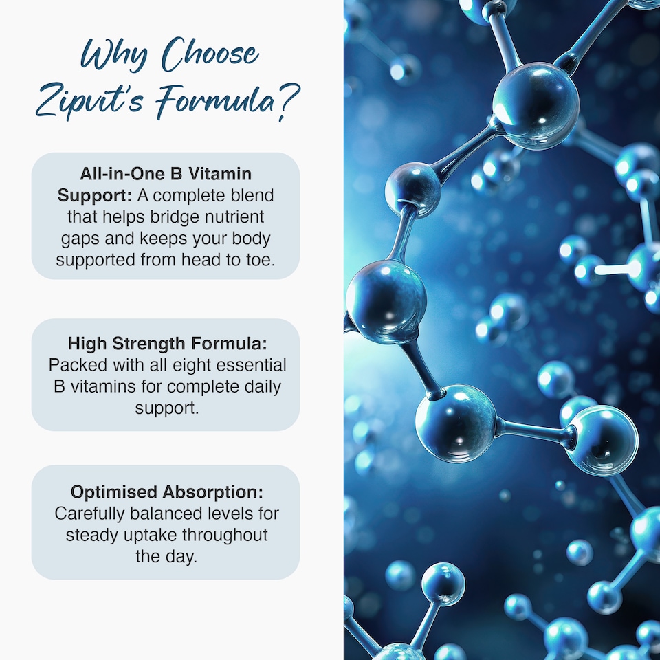 image 1 of Zipvit Super Strength B Complex, Energy, Immunity & Mental Performance Support, 120 Vegan Tablets, 4-Month Supply