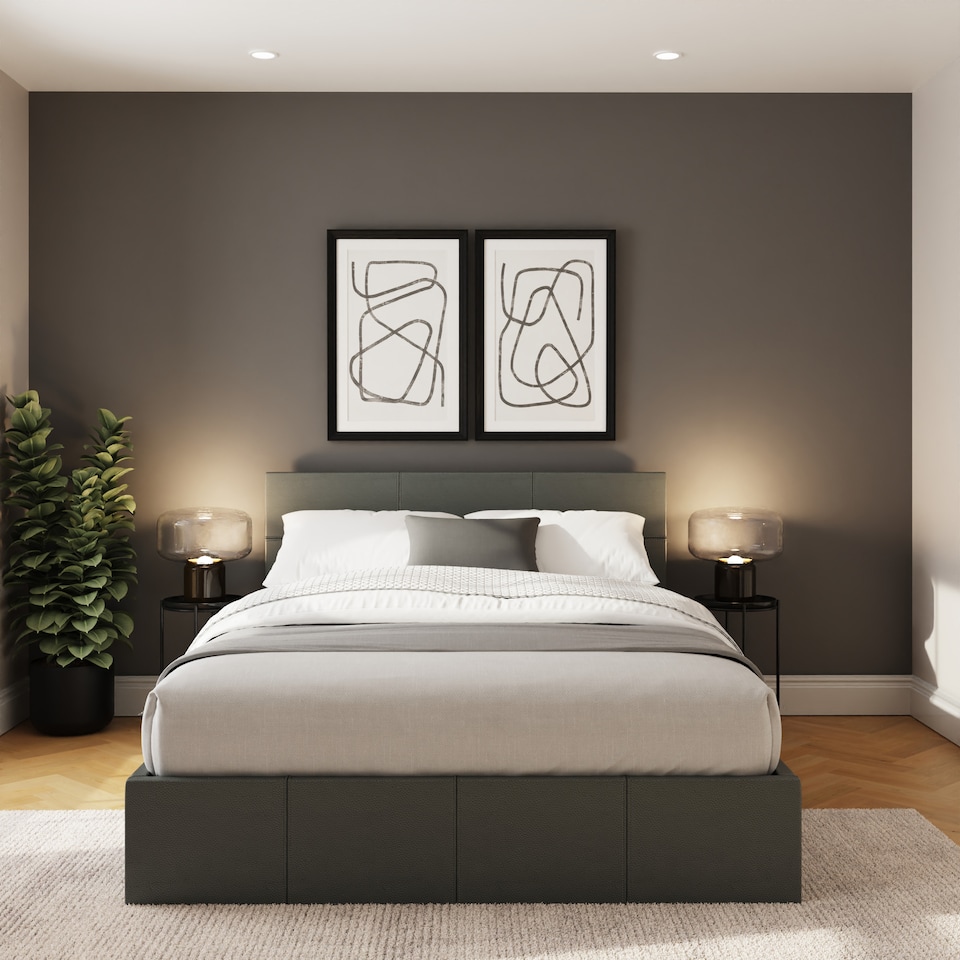 image 1 of End Lift Ottoman Storage Bed King Grey | Grey | Grey