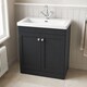image 3 of Balterley Swynnerton Traditional 2 Door Floor Standing Vanity Unit with Fireclay Basin, Dark Grey, 800mm