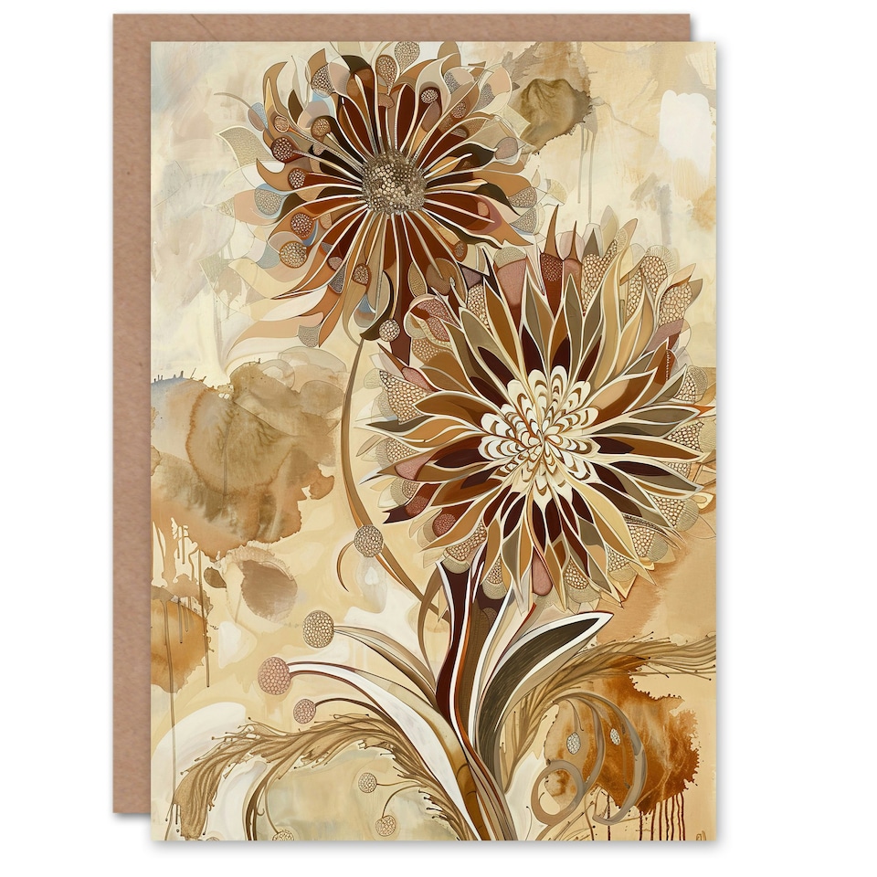 image 1 of Abstract Earthy Wildflowers Floral Mandala Her Birthday Card