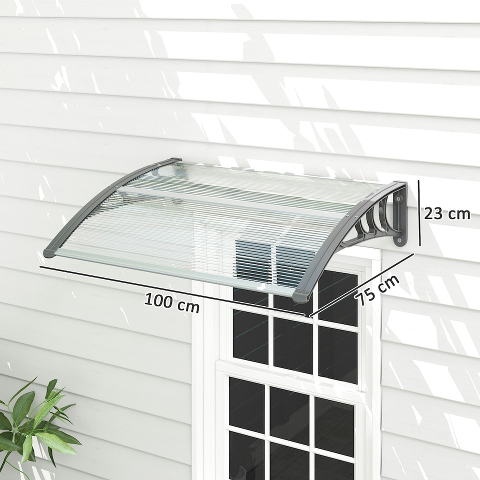 image 1 of Outsunny Door Canopy Awning Outdoor Window Rain Shelter for Door 100 x 75cm Clear | Clear