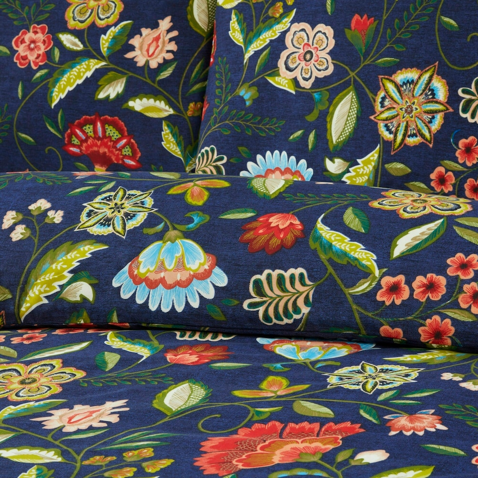 image 1 of Portfolio Home Marla Floral Soft Easy Care Bed Linen Bedding Duvet Cover Quilt Set With Pillow Case Blue | Single