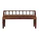 image 1 of Artisan Furniture Solid Wood Bordeaux Leather Bench, Upholstered, Brown