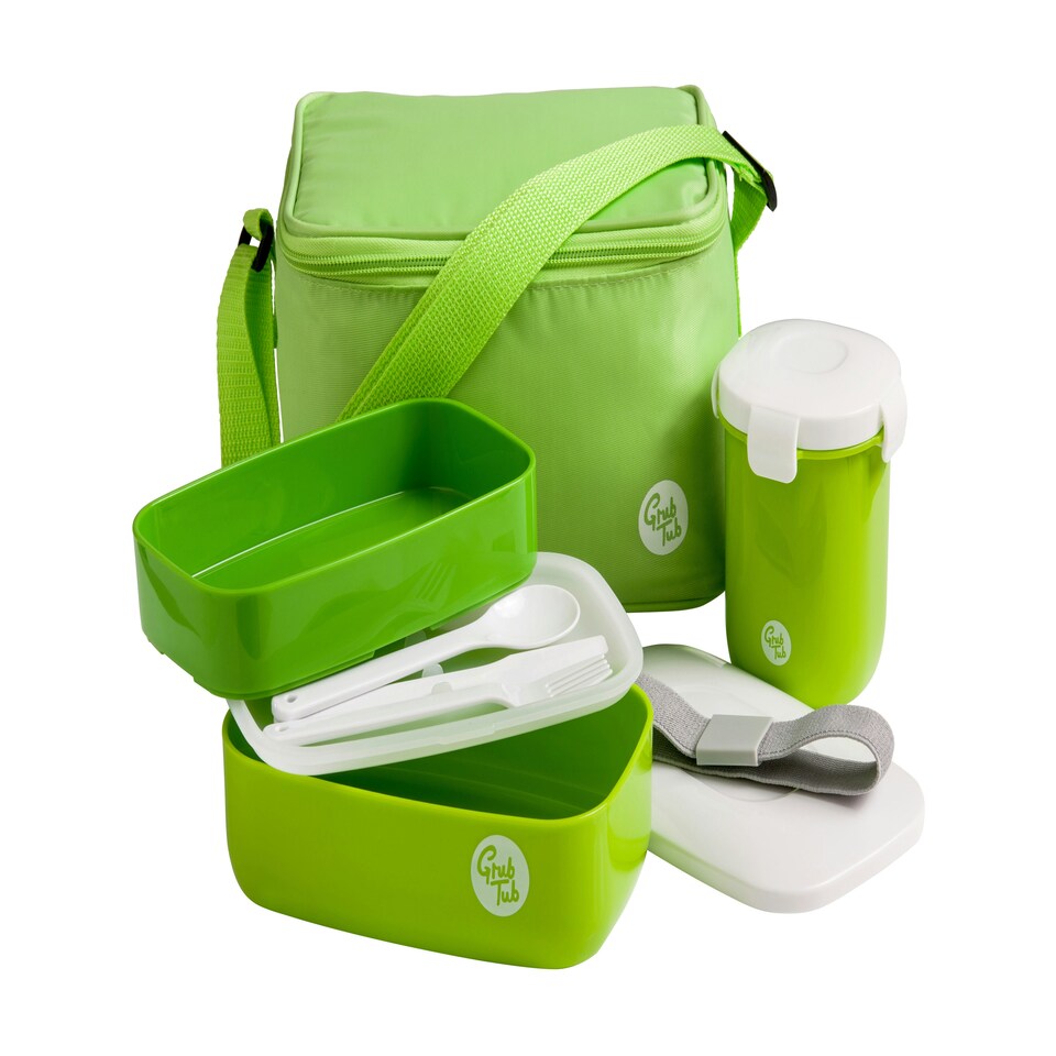 image 1 of Interiors by Premier Organized Green 3PC Lunch Box, Leak Proof Tiffin Box, Comfortable Packed Lunch Box, Portable Lunch Container