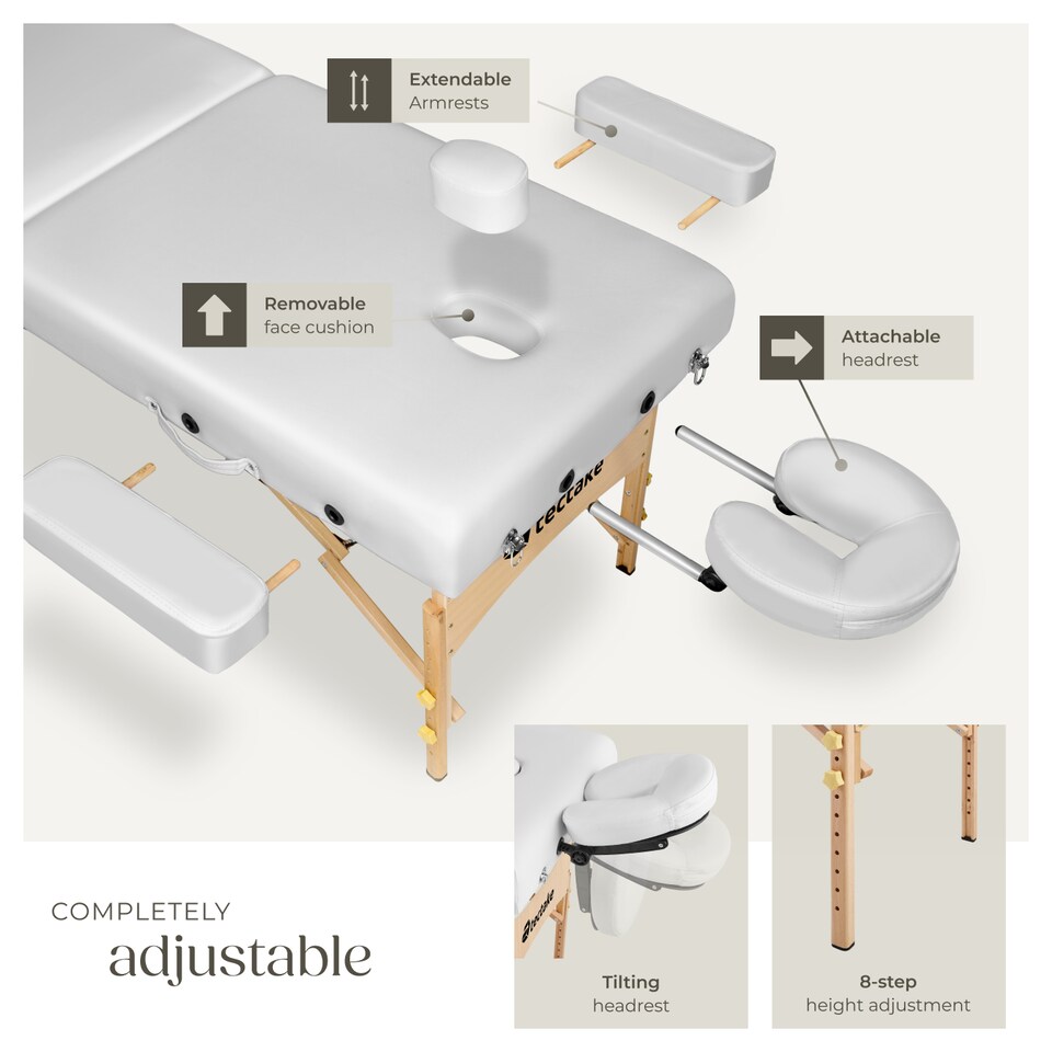 image 1 of Massage Table Set Suman - 2-zone, 7.5 cm padding, including bolsters, bag, head and armrests | White | white | 1