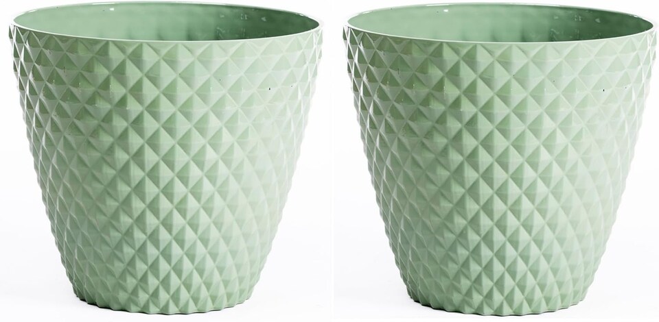 image 1 of Diamond Planter Sage Green (D39.5 x H35cm) x 2 | Green | 2