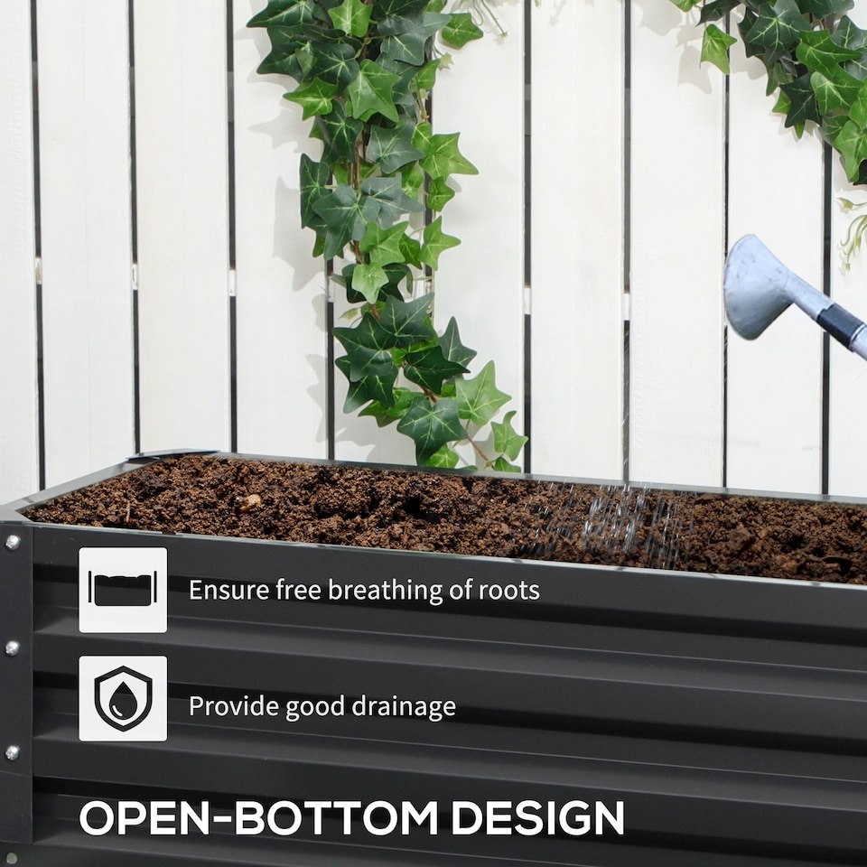 image 1 of Outsunny 2 Tier Galvanised Raised Garden Bed Planter Box Open Bottom
