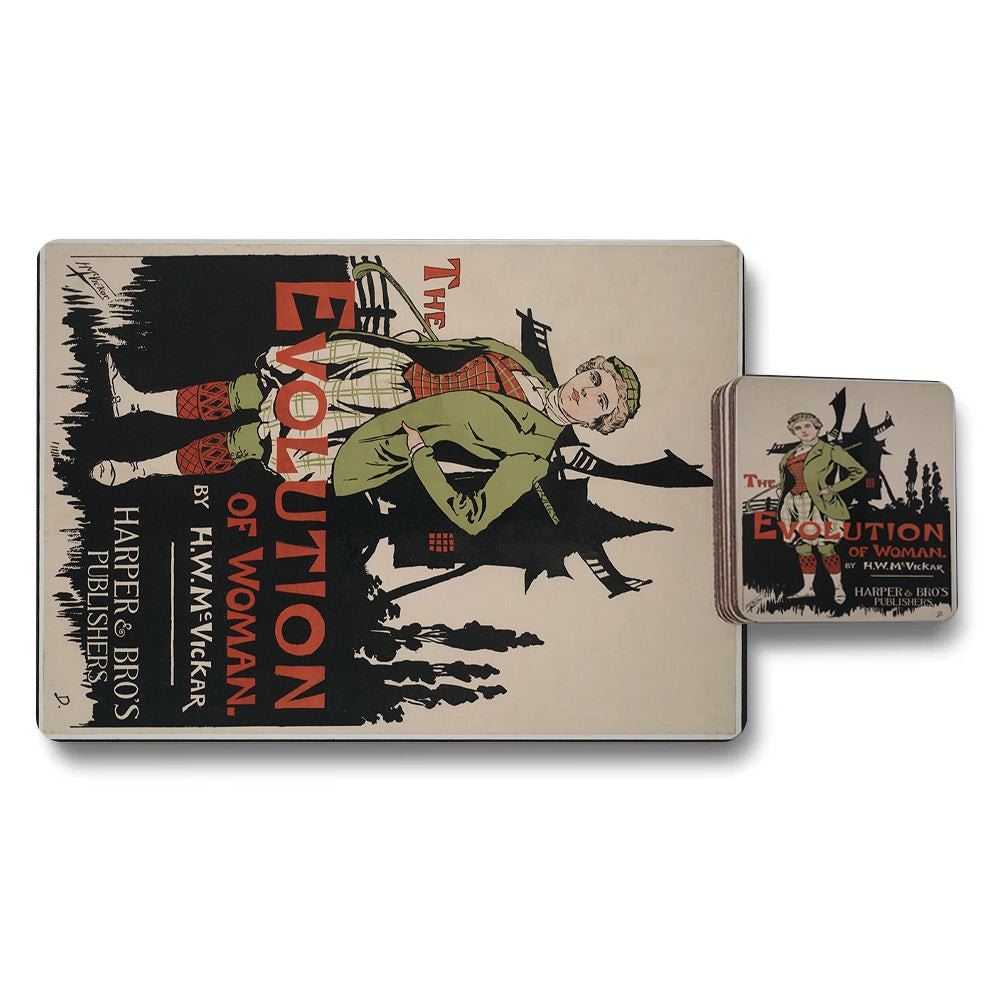 Designer Artwork Placemats Coasters Set Wooden Base Limited Edition Vintage Illustration Exclusive