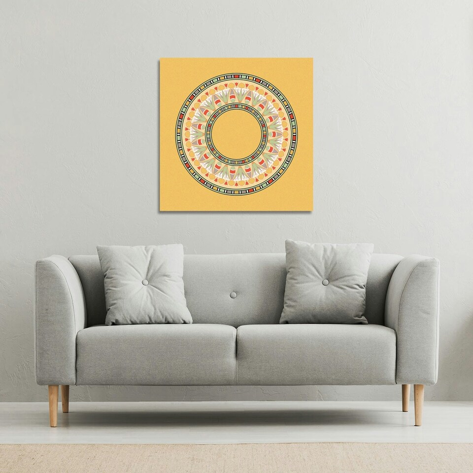 image 1 of Orange Circle Ornament. Round Frame (Canvas Print) 101 x 101 x 4cm