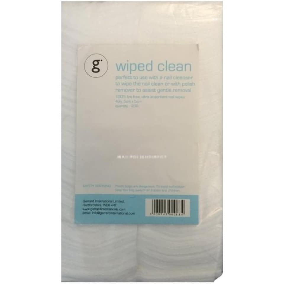Jessica Wiped Clean Lint Free Nail Remover Wipes pack of 200 Multi