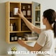 image 8 of Wooden Bathroom Wall Storage Cabinet Organiser Natural Brown Brown