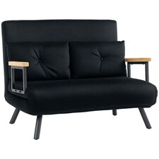 HOMCOM Click Clack 2 Seater Sofa Bed for Living Room, Guest Room, Black 