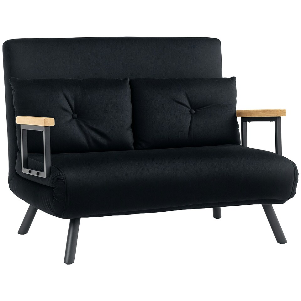 image 1 of HOMCOM Click Clack 2 Seater Sofa Bed for Living Room, Guest Room, Black 