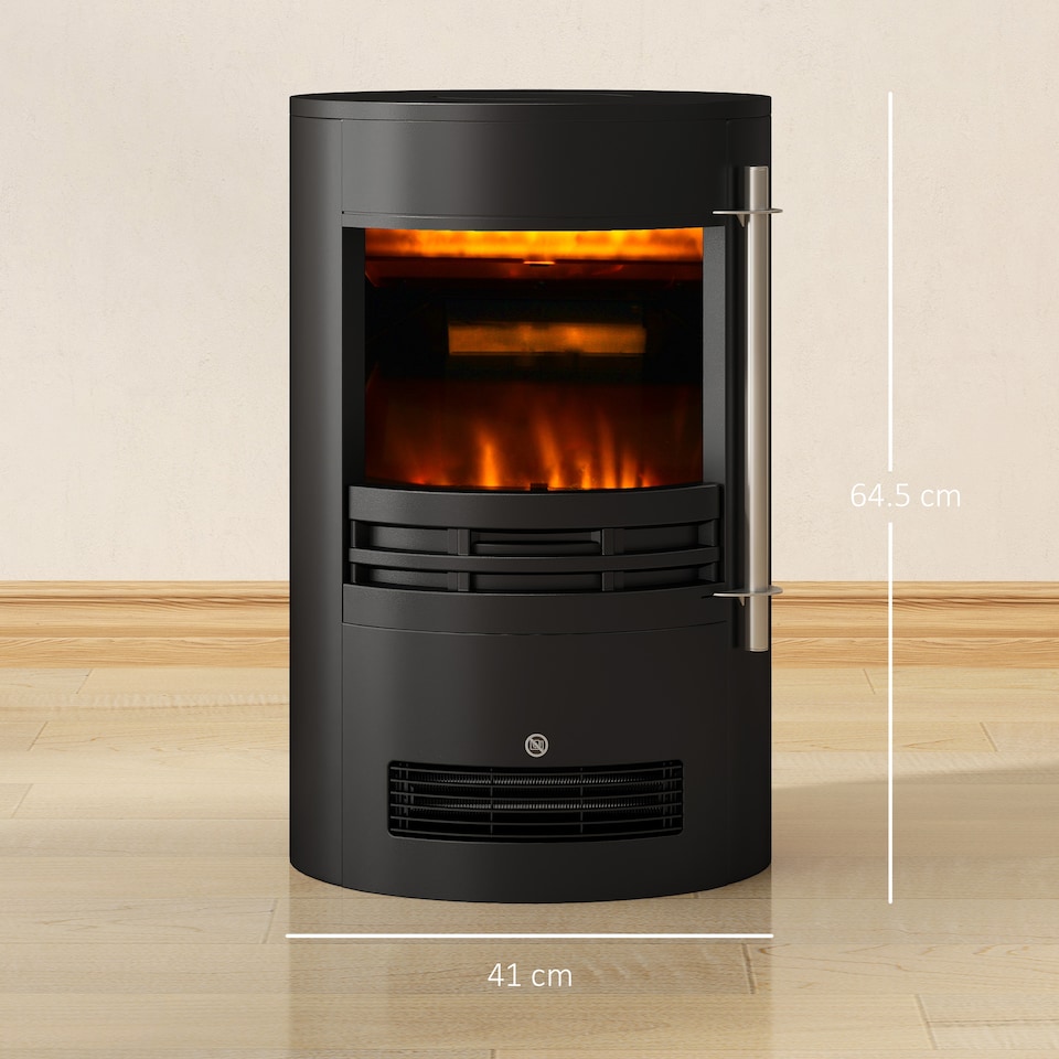 image 1 of HOMCOM Fireplace Electric Heater Stove w/ Thermostat Control Black Freestanding | Black