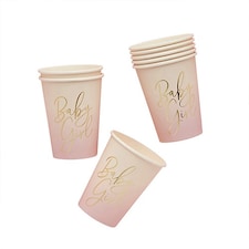 Pink Baby Girl Paper Cups 230ml - Pack of 8