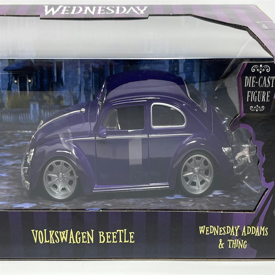 image 1 of Wednesday Adams Thing Figure and VW Beetle 1:24 Jada 253255076 35131