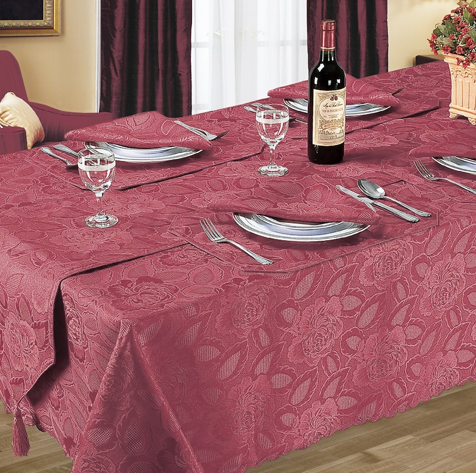 Kitchen Trends Rose Jacquard Tablecloth