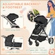 image 4 of HOMCOM 2 in 1 Pushchair Stroller w/ Reversible Seat Single Hand Foldable Black
