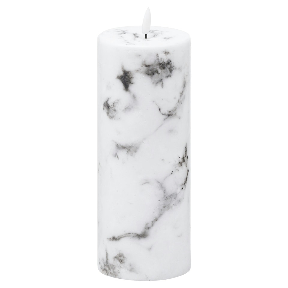 image 1 of Hill Interiors Luxe Collection Marble Natural Glow Electric Candle - White/Black - 15cm x 7cm x 7cm