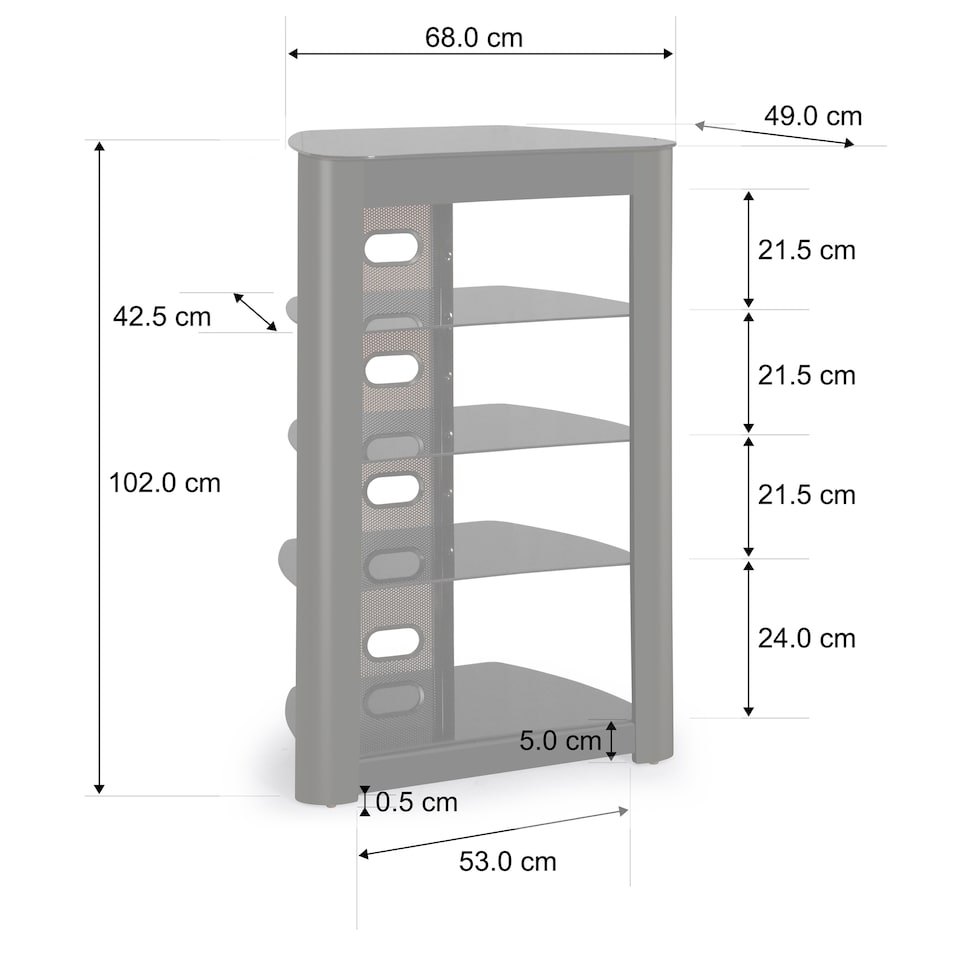 image 1 of Centurion Supports Zinnia 5-Shelf Black Glass with Gloss Black Fascia Flat Screen TV/Hi-Fi/AV Rack Glass Stand | Black | 1