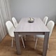image 4 of Grey Dining Table Set With 4 White Stitched Chairs Kitchen Dining Table for 4 Dining Room Dining Set