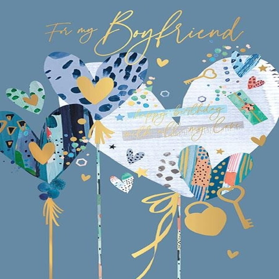 Words 'n' Wishes Traditional Boyfriend Birthday Card,Birthday Card for Boyfriend, Multi-Coloured 23.5 x 16.5 cms