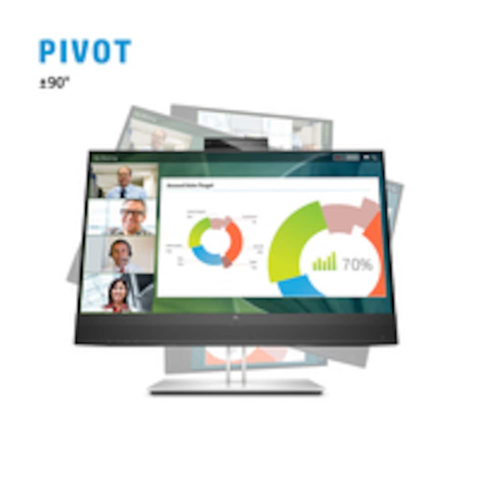 image 1 of HP E24mv G4 FHD Conferencing Monitor, 60.5 cm (23.8"), 1920 x 1080 pixels, Full HD, LCD, 5 ms, Black, Silver | Black | Black, Silver | 52.7 cm