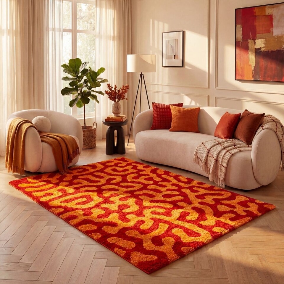 image 1 of The Rugs Joli Collection Abstract Pattern Soft and Dense Pile Living Room and Bedroom Floor Rug