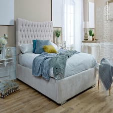 Magenta Ottoman Plush Single Bed Frame - Beige