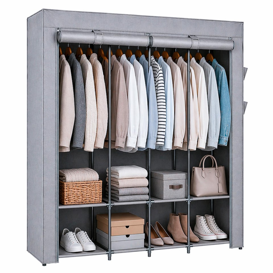 image 1 of Harbour Housewares Portable Fabric Wardrobe - 170 x 45 x 167cm