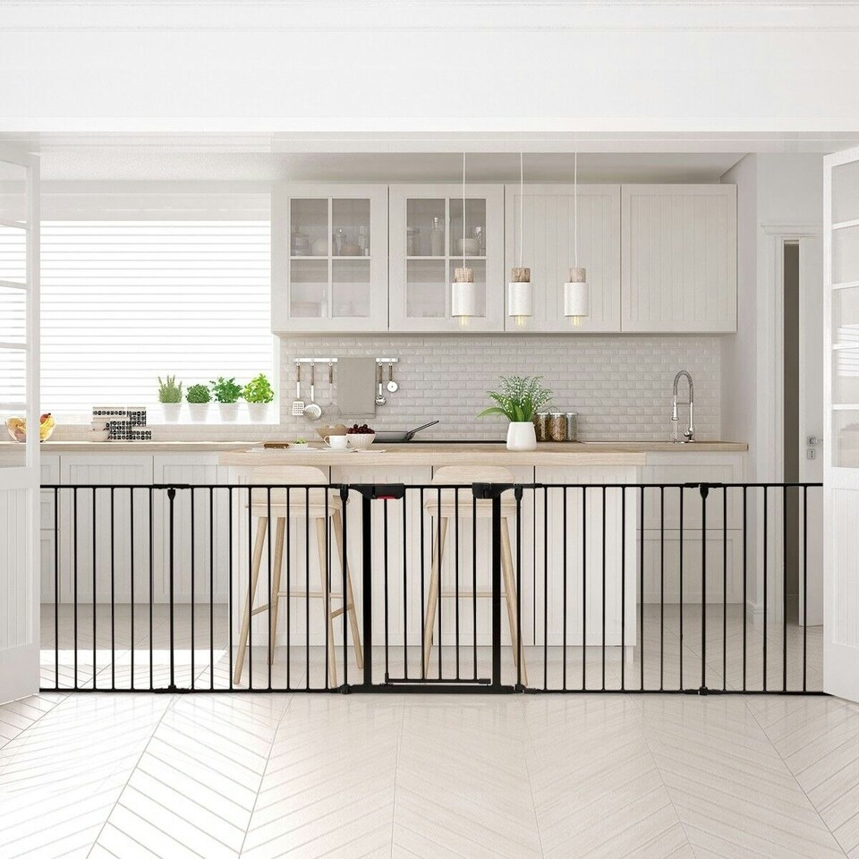 image 1 of COSTWAY 5 Panel Fireplace Fence Room Divider Black