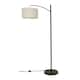 image 3 of ValueLights Preto Black Metal Curve Stem Floor Lamp with a Cream Boucle Shade Cream