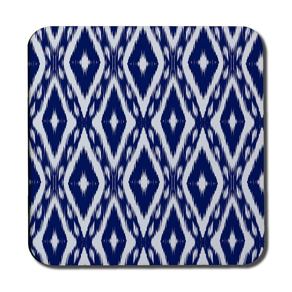 image 1 of Tribal Art Ikat Ogee in traditional classic blue (Coaster)