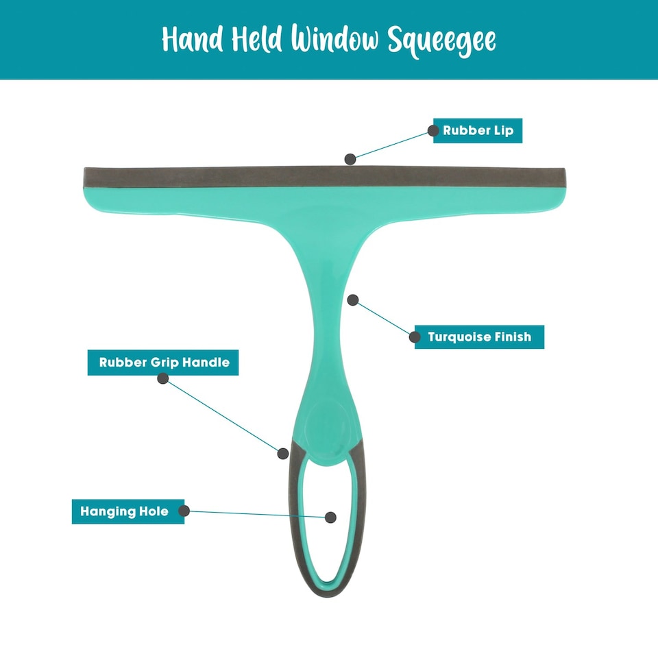 image 1 of JVL Rubber Hand Held Wiper Blade Window Squeegee, Turquoise