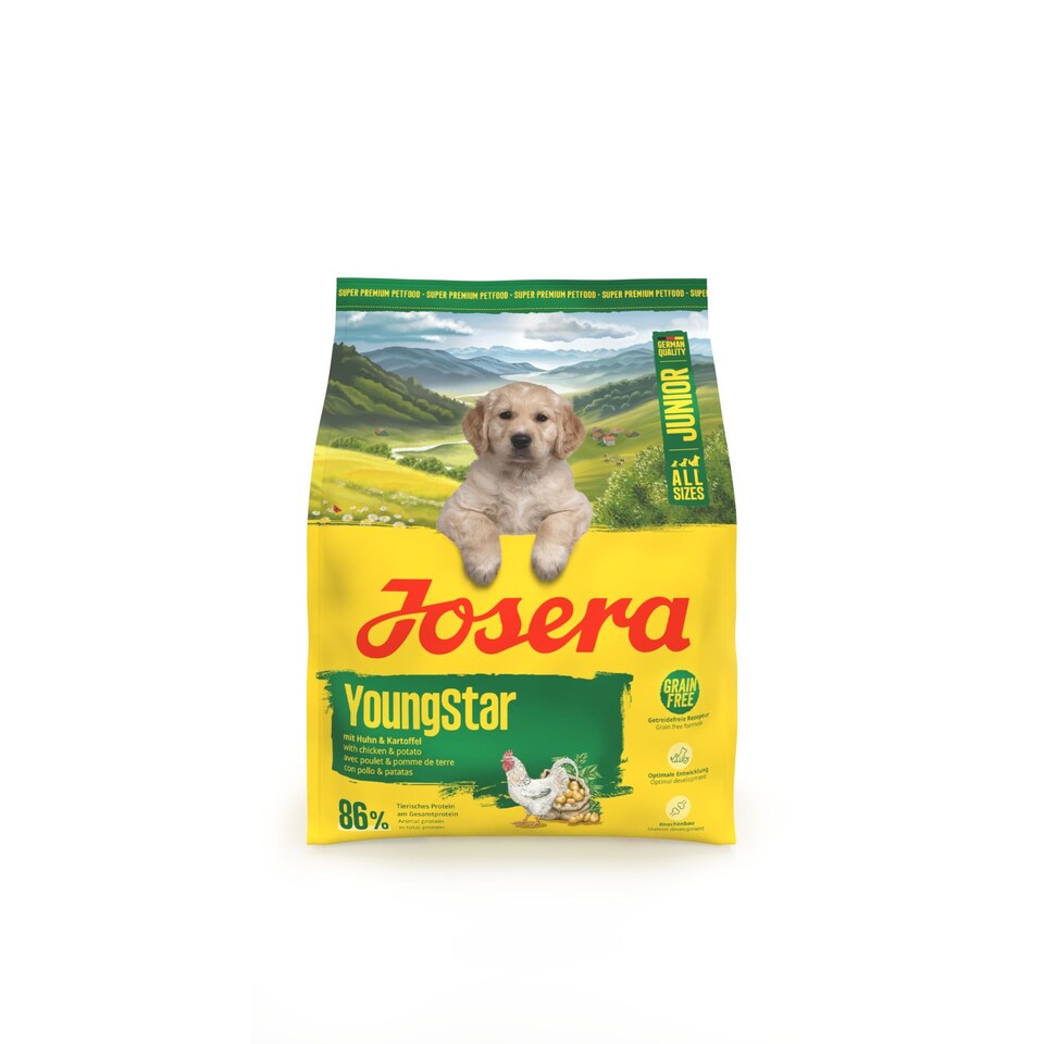 image 1 of Josera Junior YoungStar complete puppy food | Grain-free | All breed sizes | Lots of meat | Optimal digestibility | Salmon Oil Omega 3 | 0.9kg